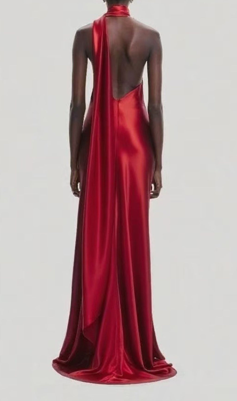 Carmelo Red Flower Halter Maxi Dress