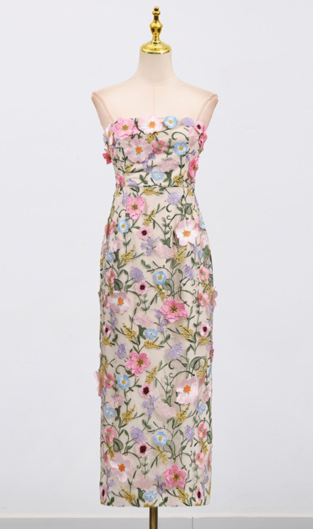Eiichi Strapless Flower Midi Dress