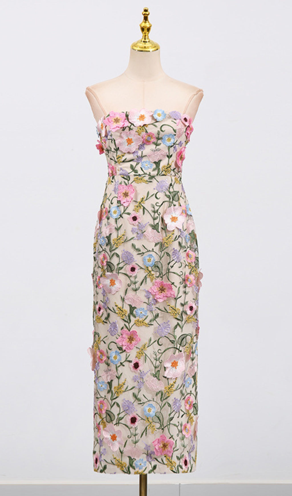Eiichi Strapless Flower Midi Dress