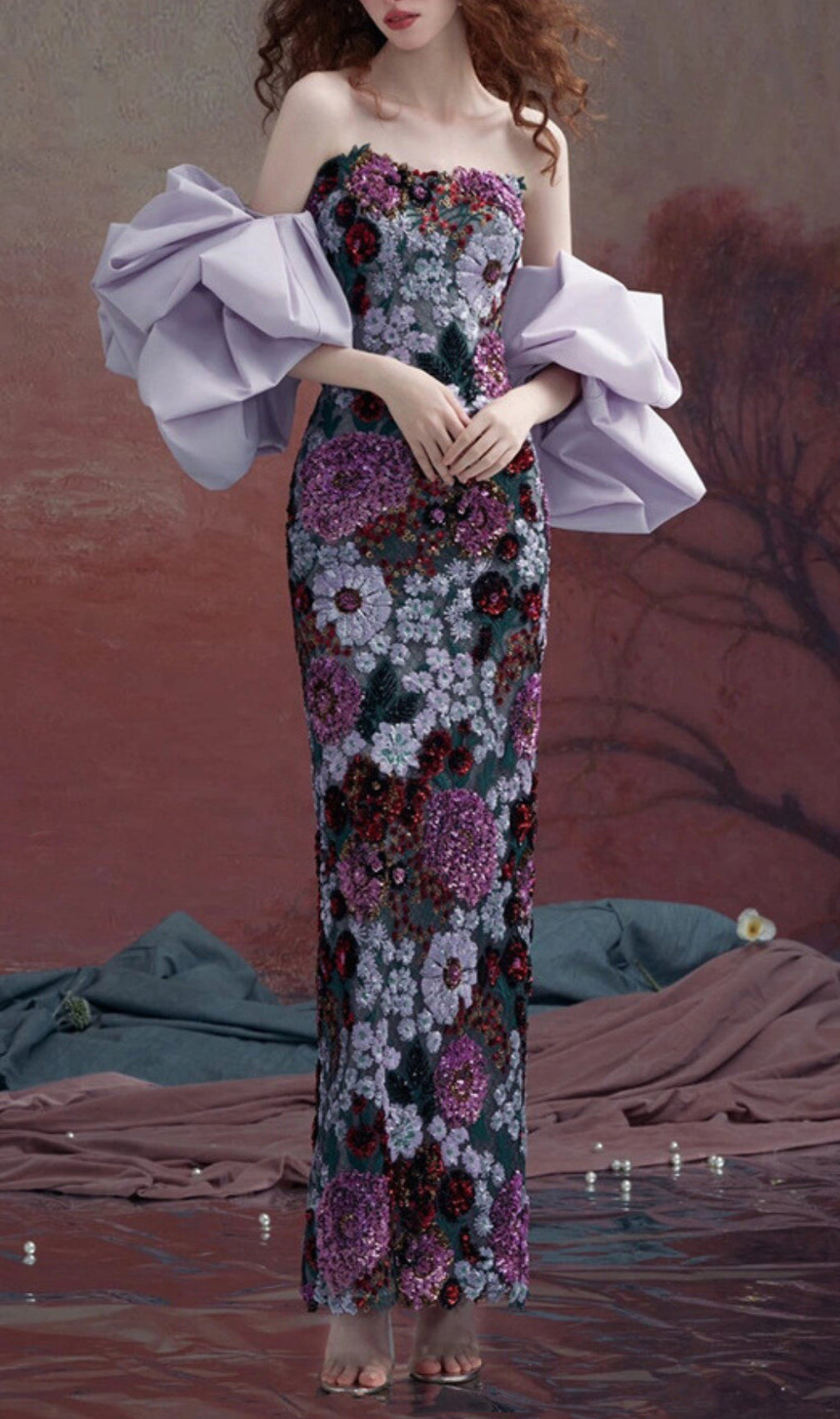 Anke Floral Sequin Maxi Dress