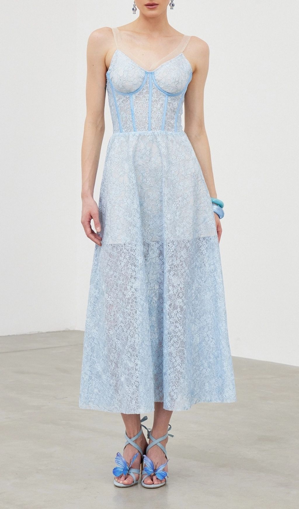 Lachesis Strappy Lace Corset Midi Dress