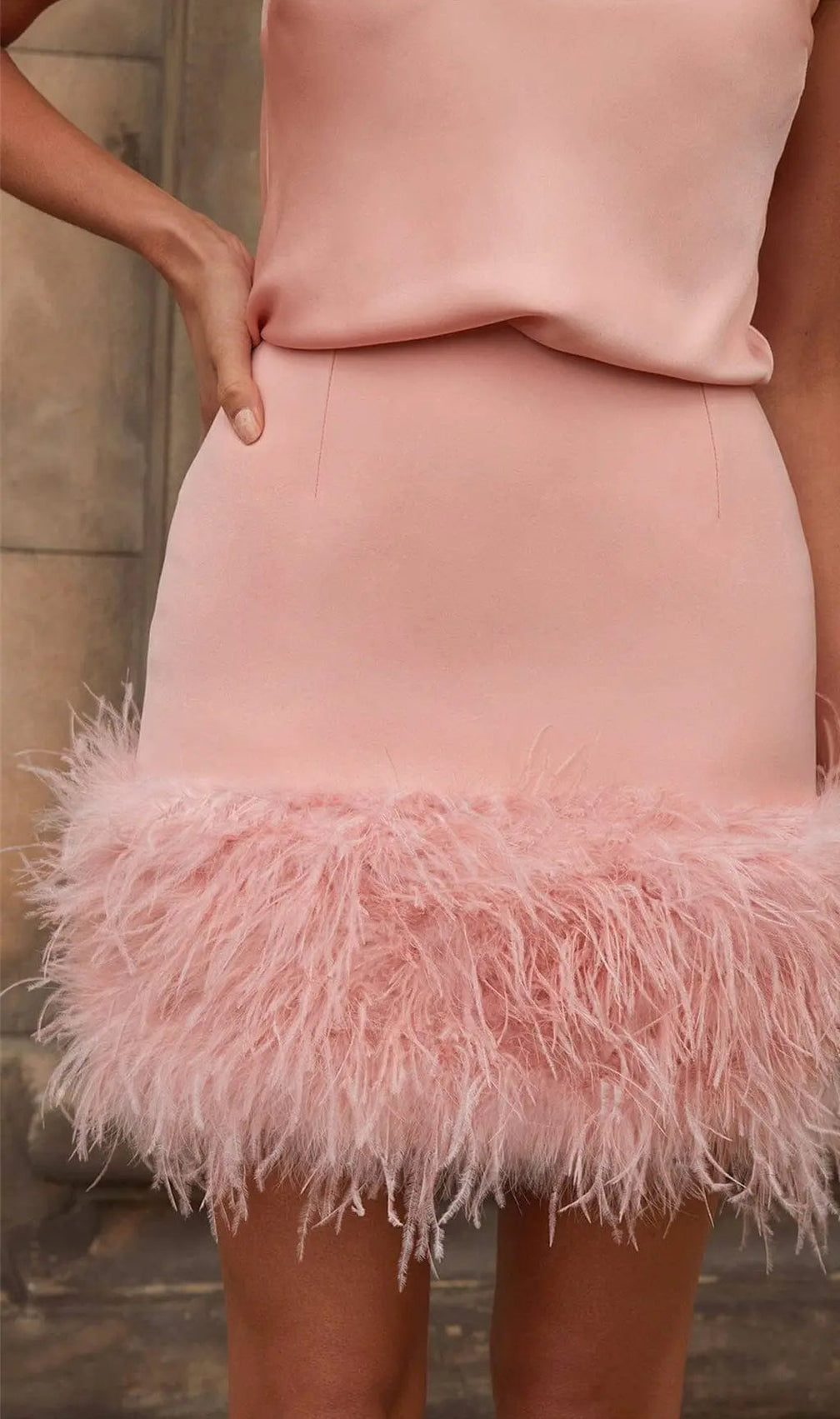 Satin Matching Set Mini Dress In Pink Diamond