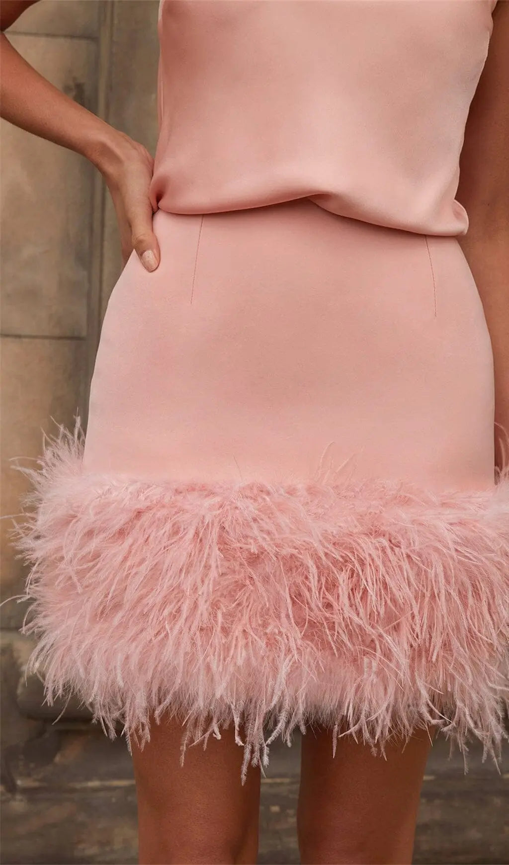 Satin Matching Set Mini Dress In Pink Diamond