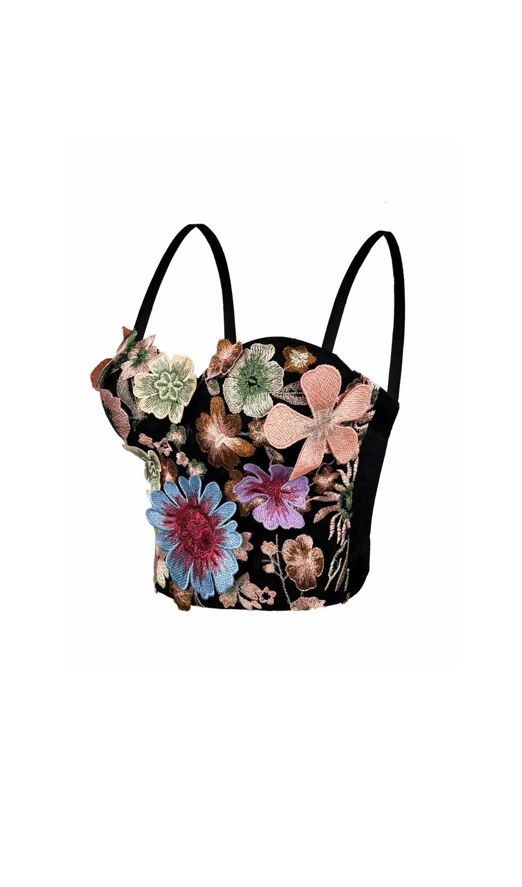 Fahima Flower Embroidery Crop Top