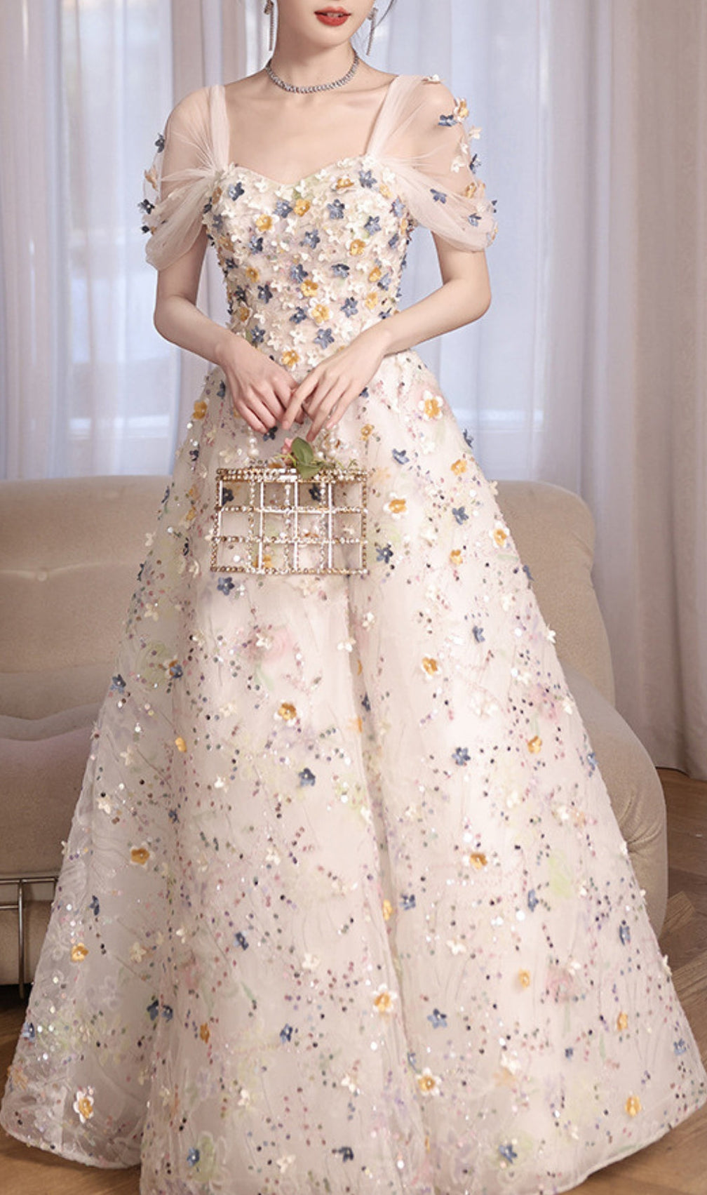 Amayah Flower Embellished Maxi Dress