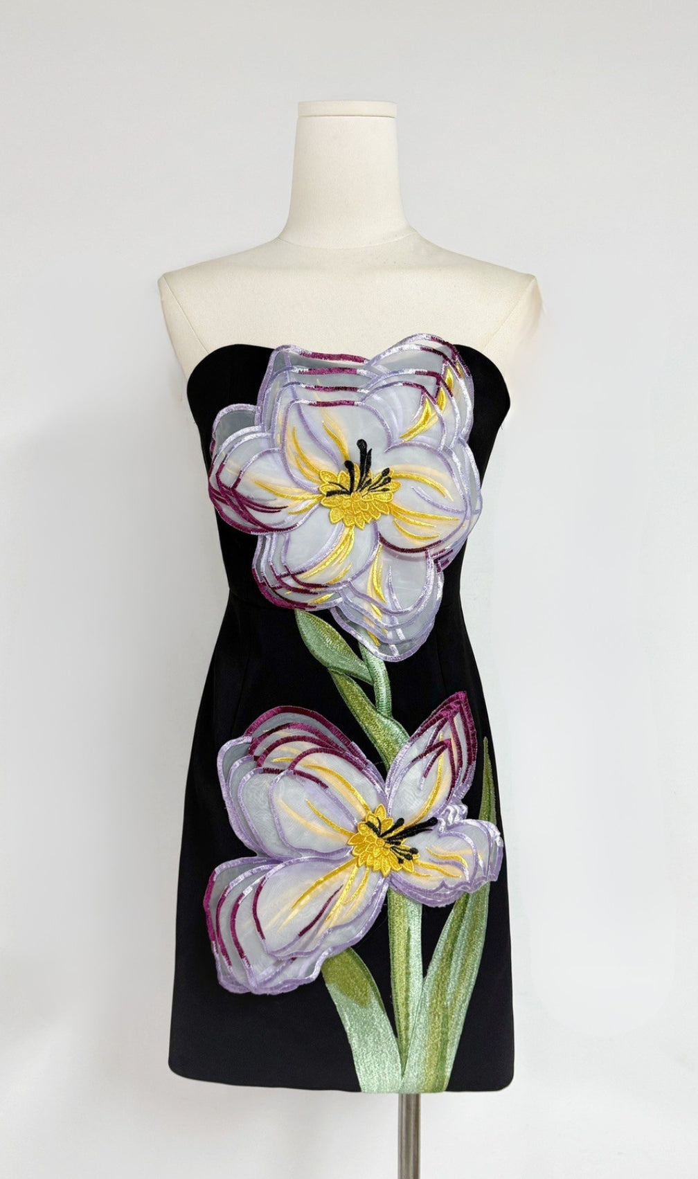 Evalina Strapless Flower Mini Dress