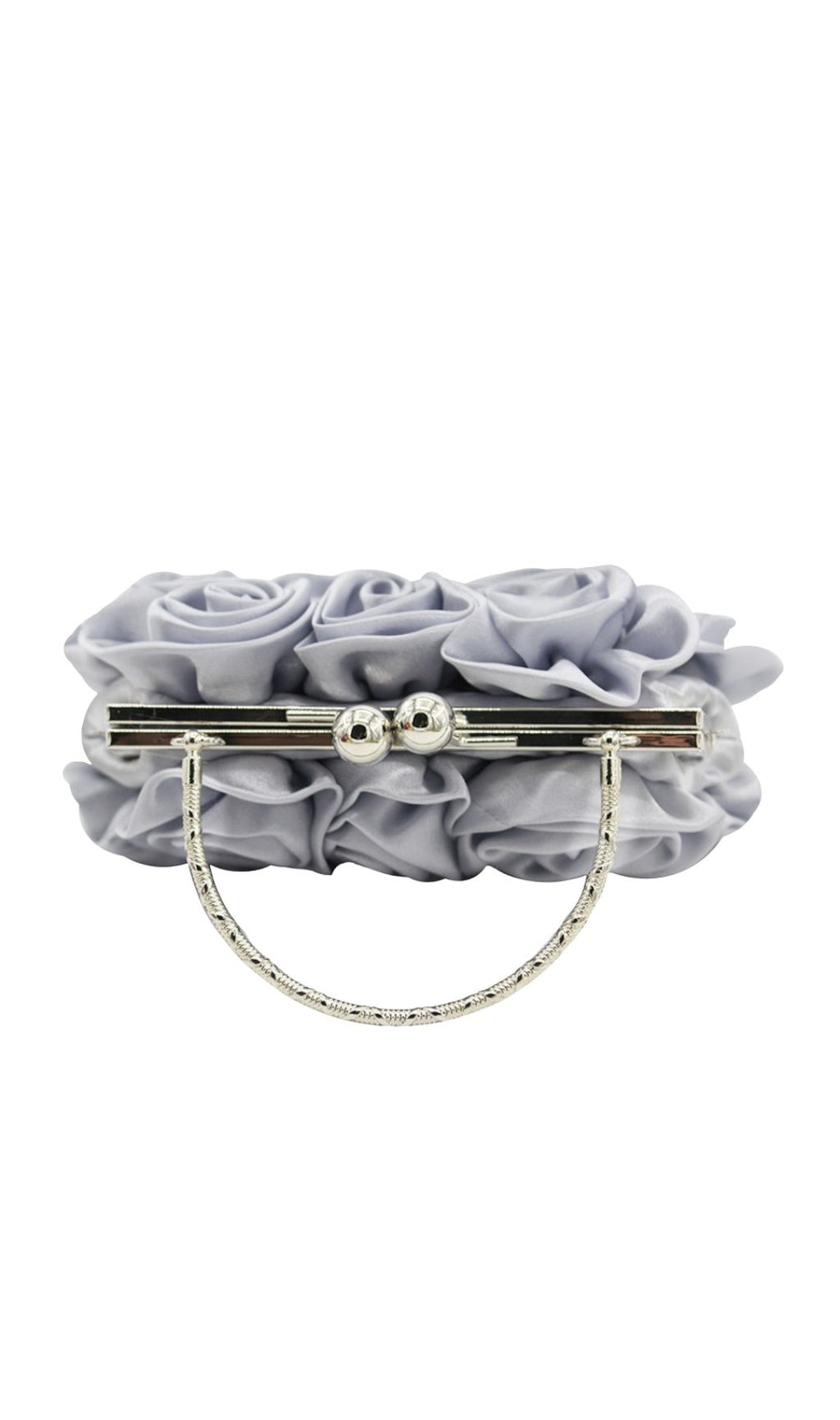 Adahy Elegant Silver Floral Satin Clutch Bag for Women