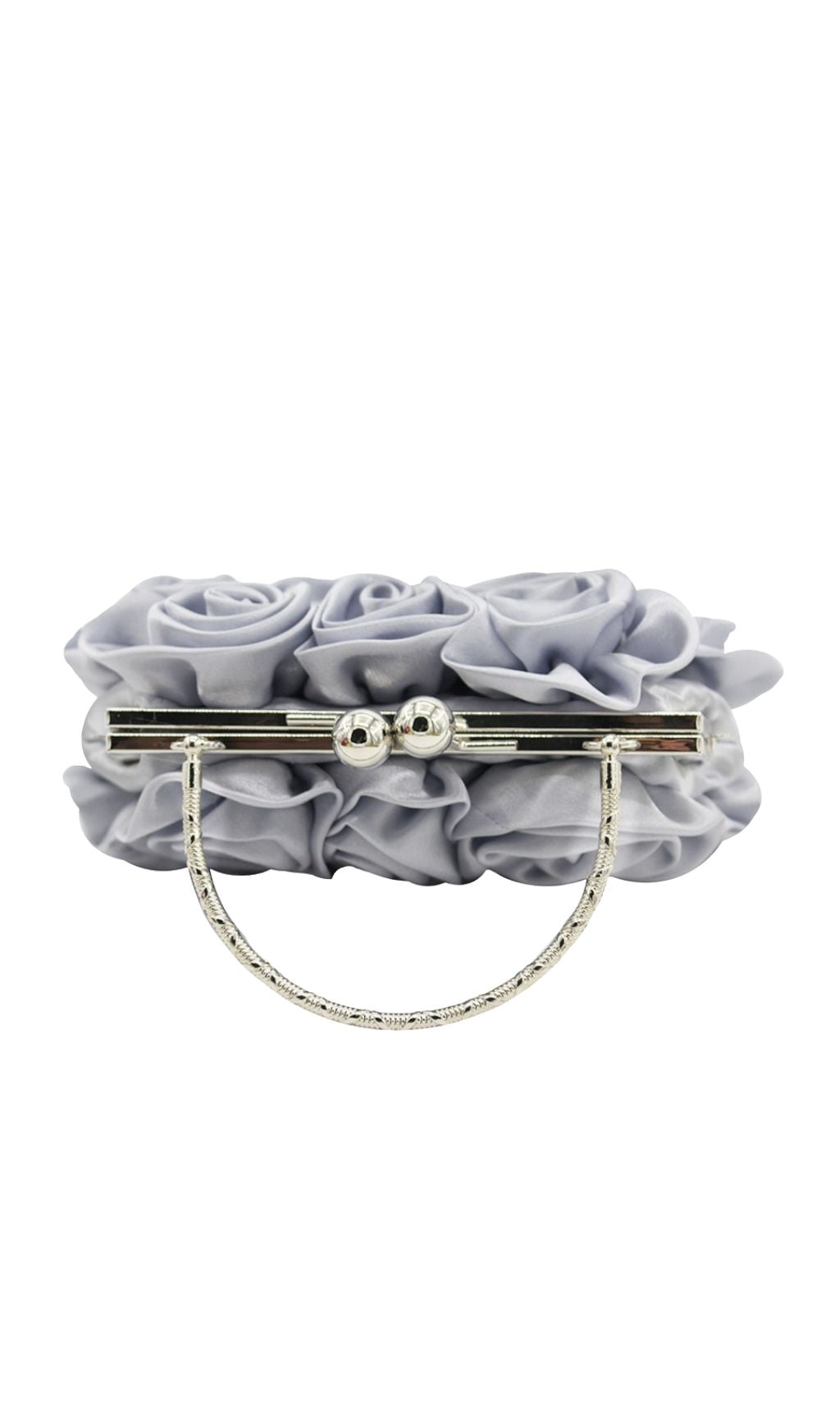 Adahy Elegant Silver Floral Satin Clutch Bag for Women