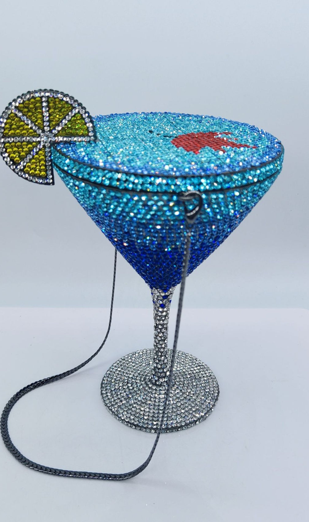 Garin Dazzling Blue Rhinestone Martini Glass Clutch | Sparkling Evening Bag for Women