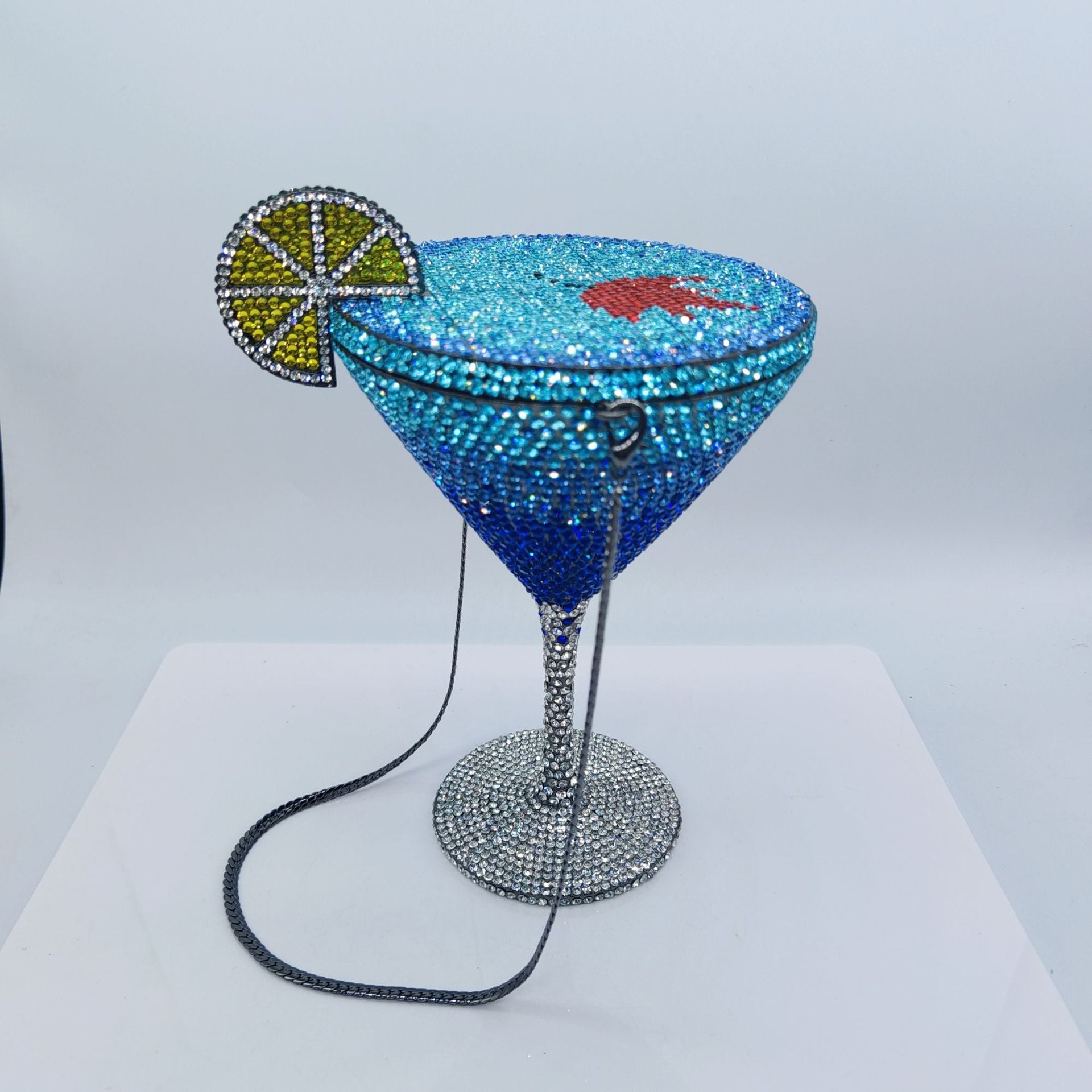 Garin Dazzling Blue Rhinestone Martini Glass Clutch | Sparkling Evening Bag for Women