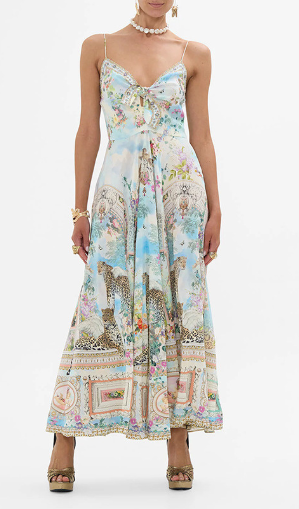 Gaynell Strappy Printed Maxi Dress