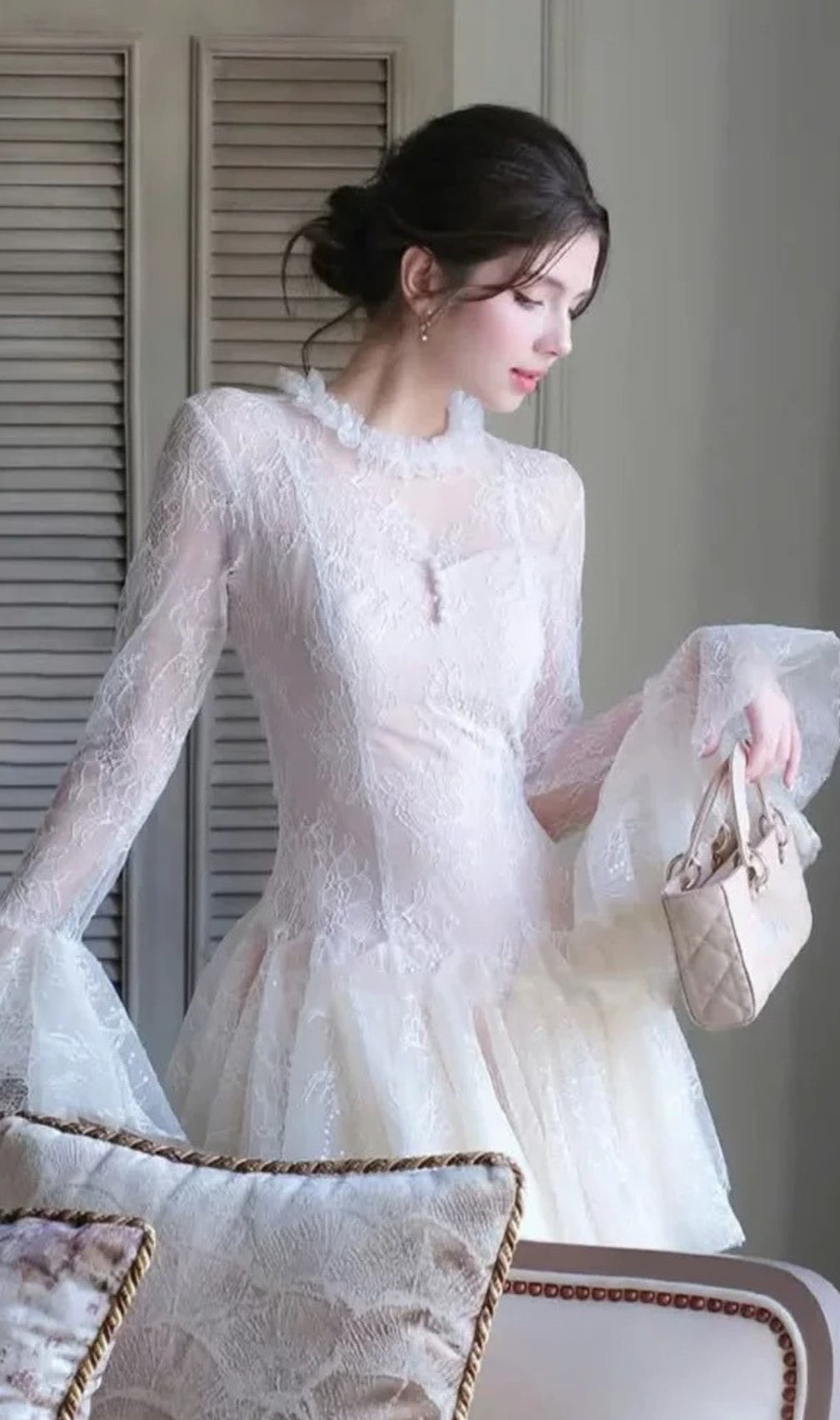 Daniyah Long Sleeve Lace Mini Dress