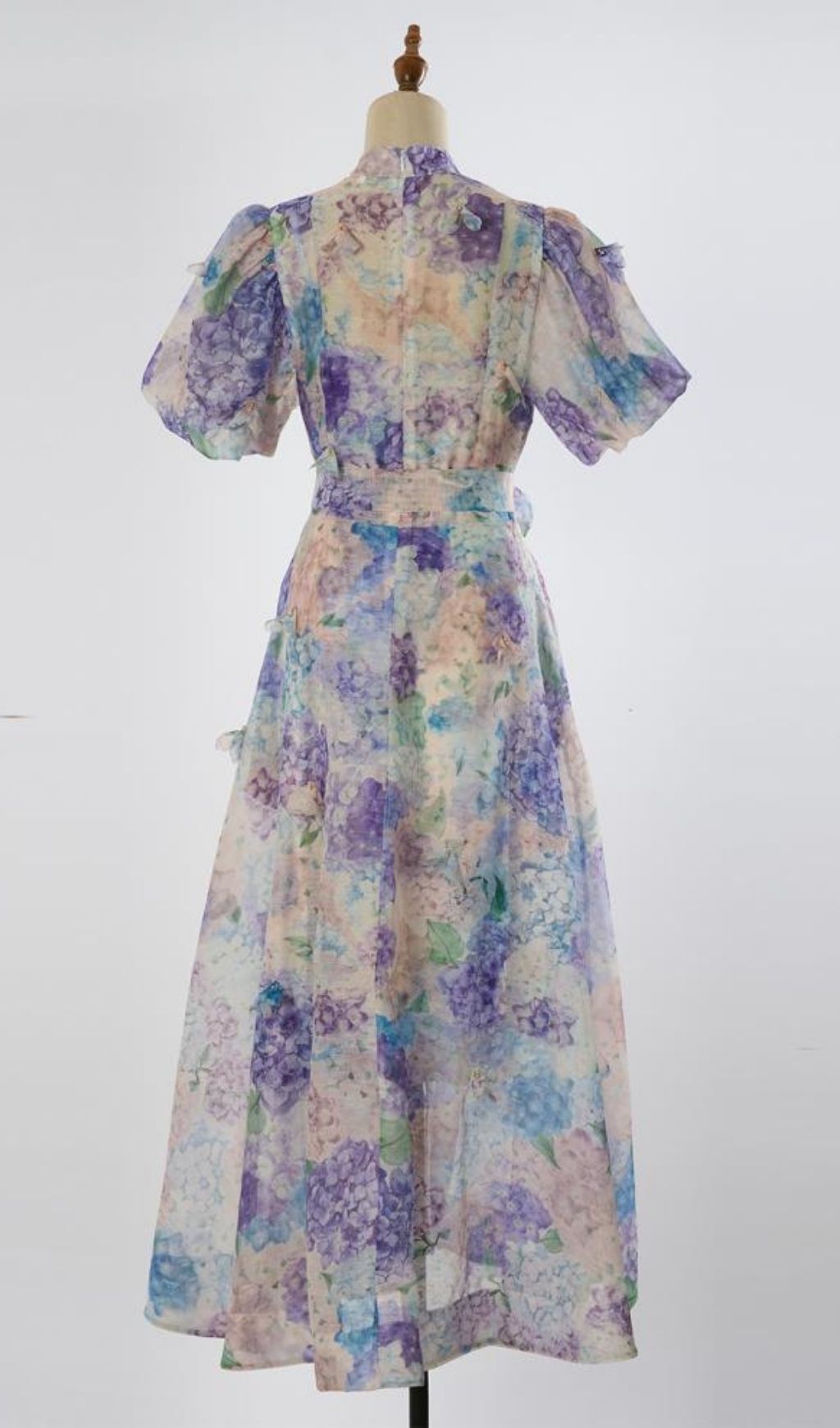 Karleshia Enchanting Floral Puff-Sleeve Maxi Dress - Romantic Garden Gown