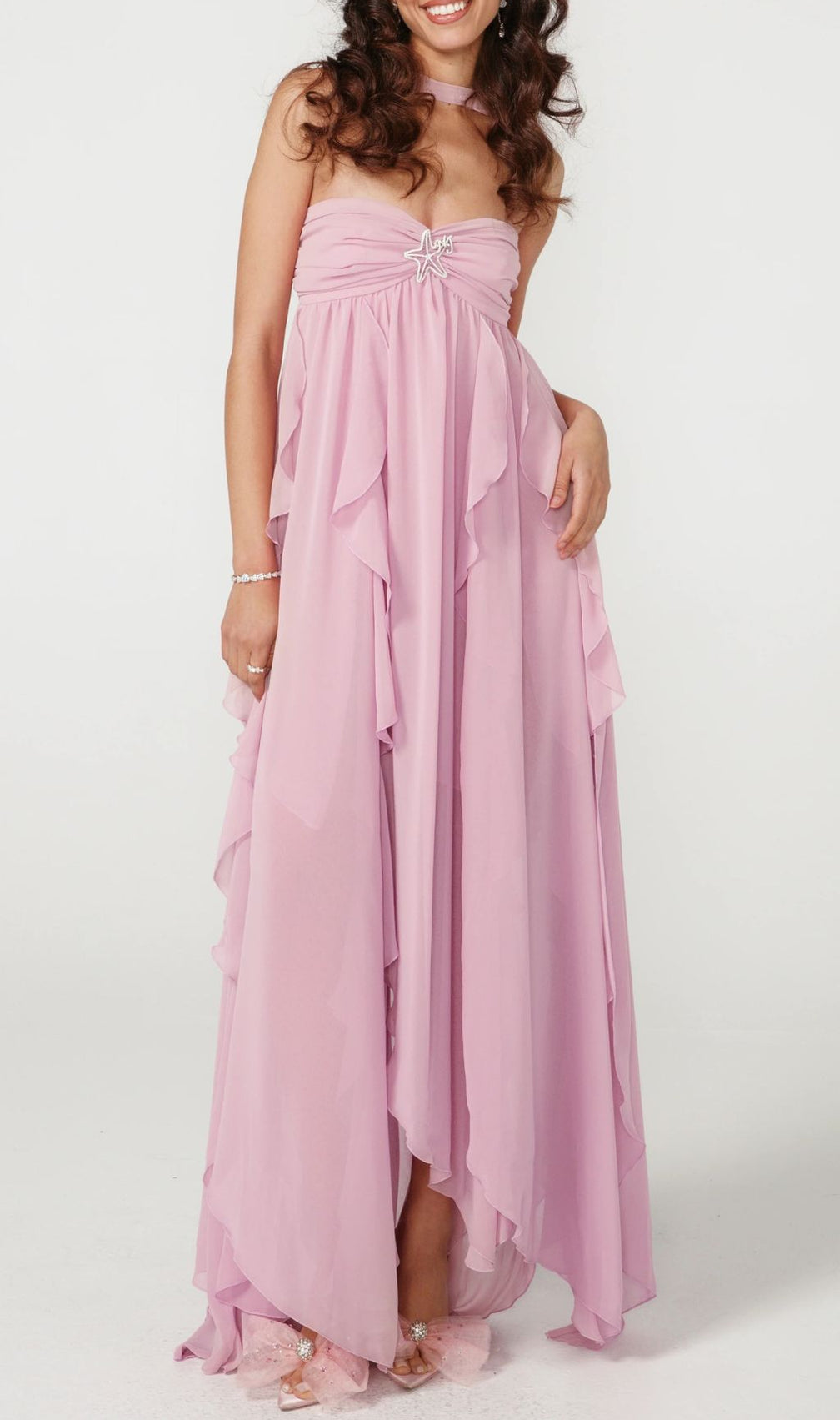 Frayne Lavender Layered Backless Maxi Dress