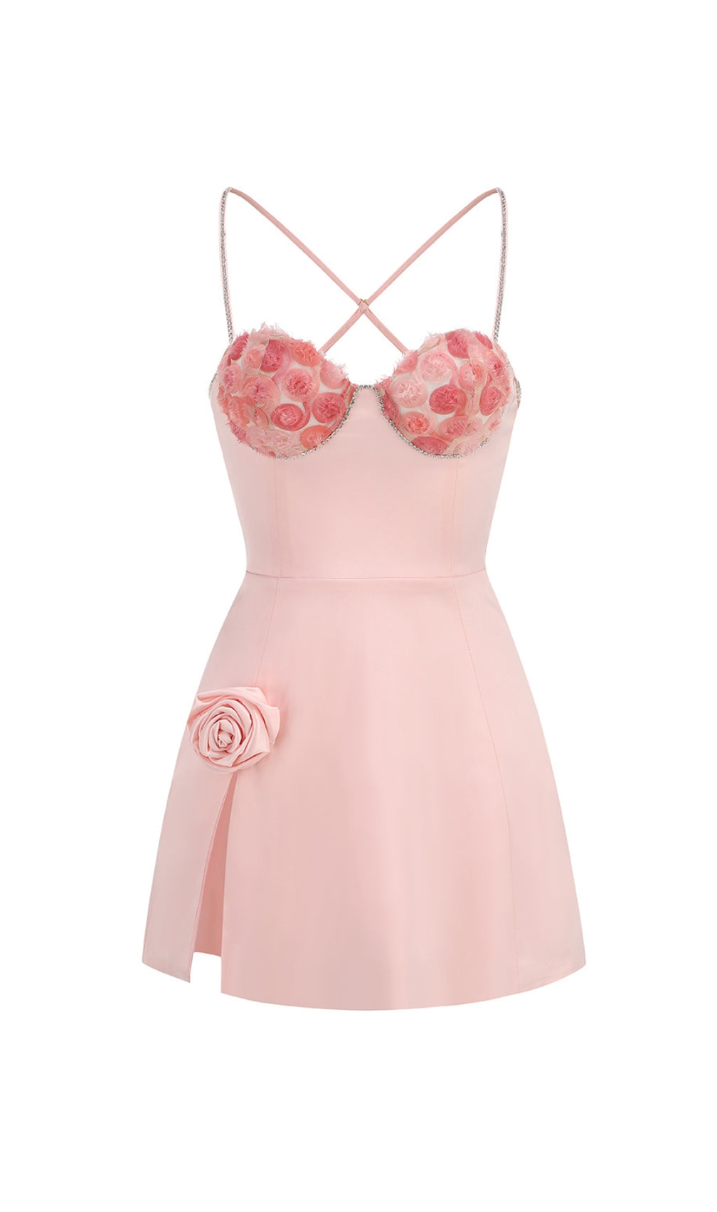 Calantha Pink Flower Diamond Mini Dress