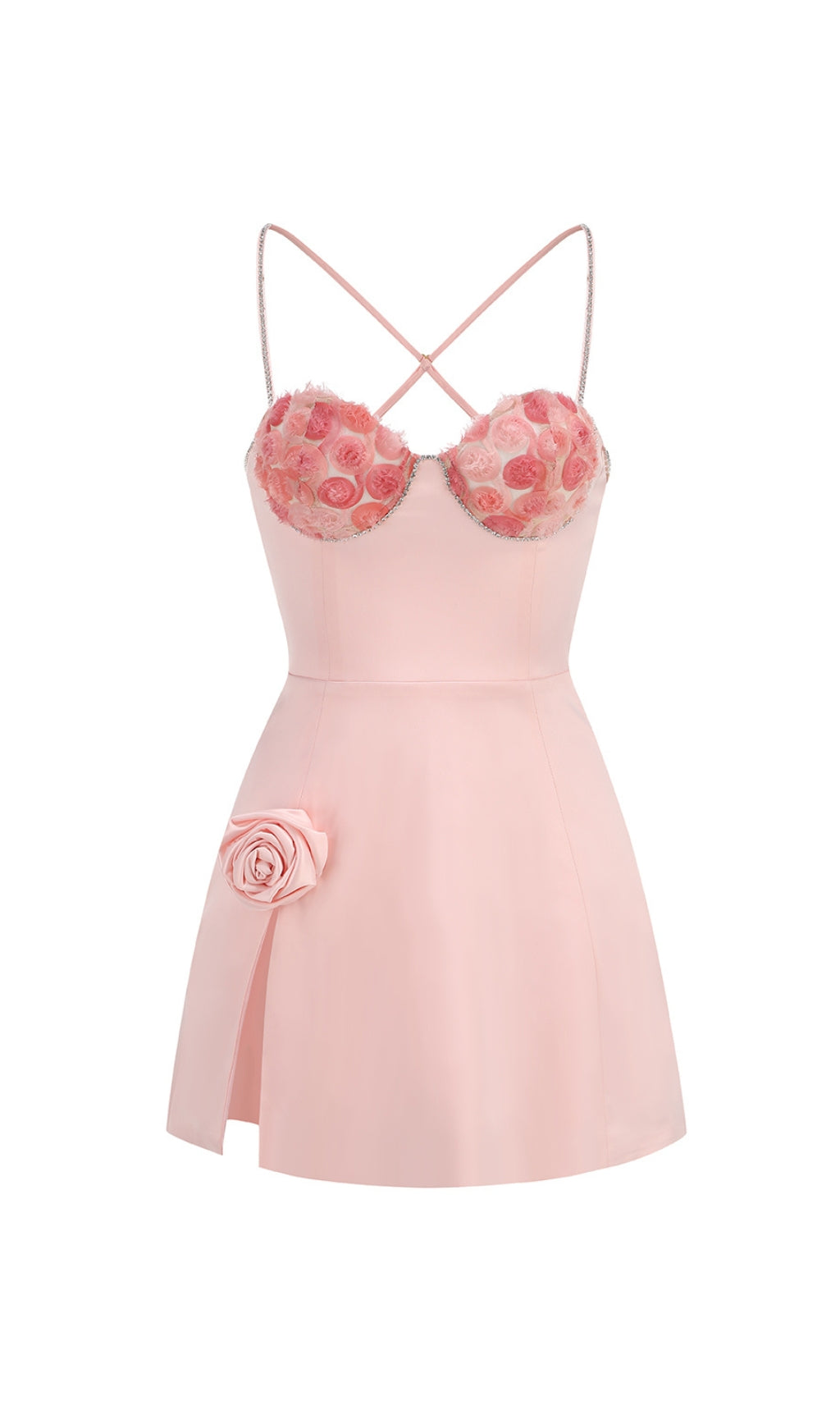Calantha Pink Flower Diamond Mini Dress
