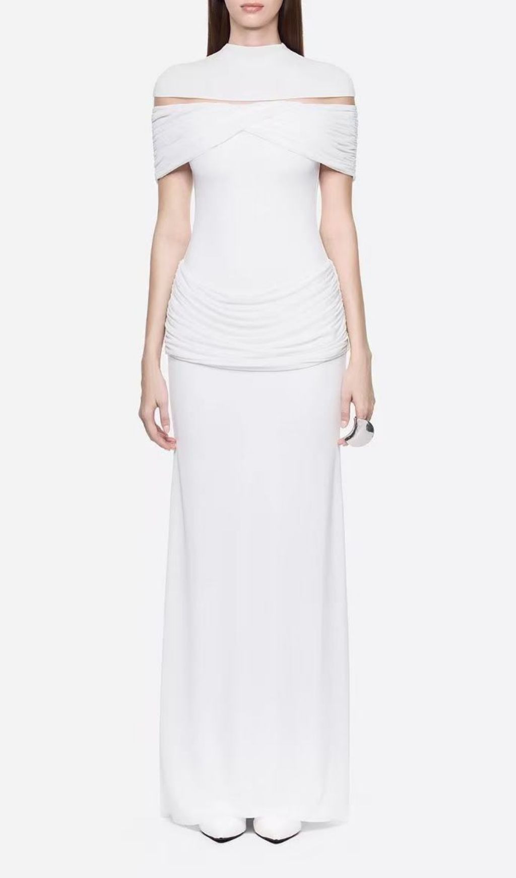 Karima Draped Off-Shoulder Ruched Maxi Dress - Flawless Fit & Effortless Elegance