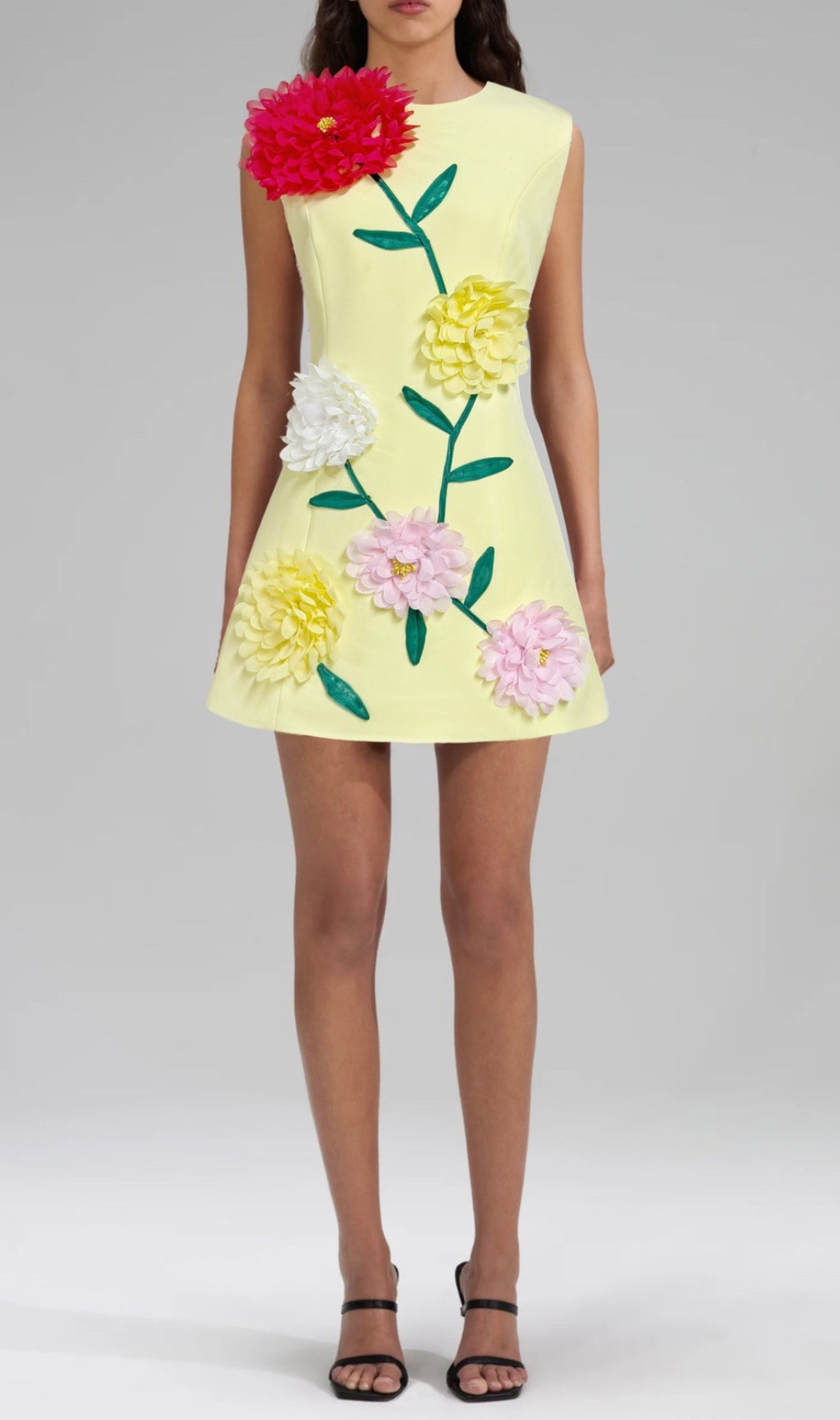 Erica Yellow Flower Mini Dress