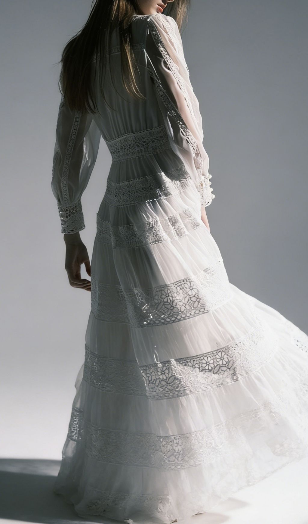 Kamara Enchanting White Lace Maxi Dress - Elegant Long Sleeve Tiered Gown