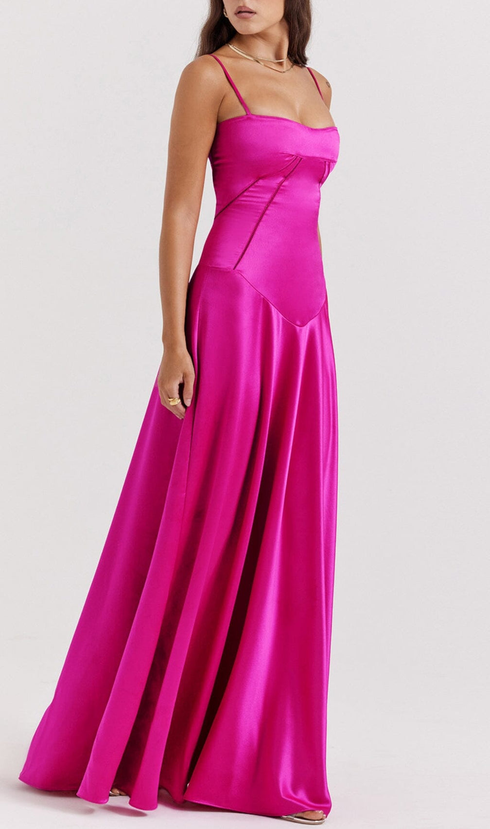 Fuchsia Lace Up Maxi Dress