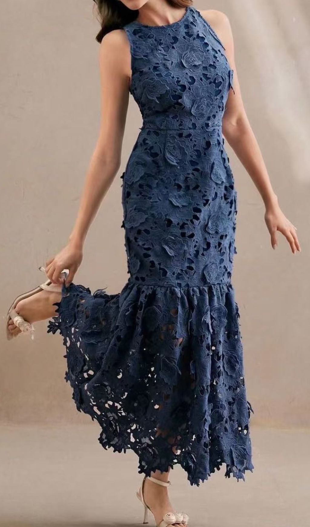 Geraldo Sleeveless Embroidery Maxi Dress