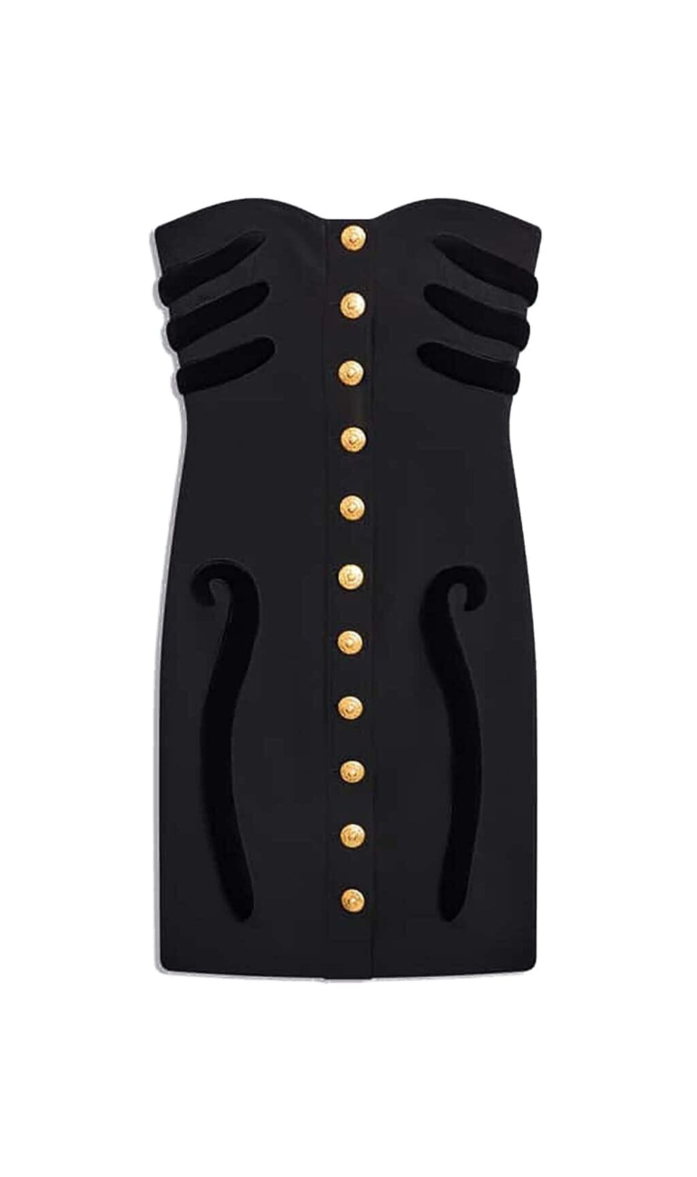 Sculpture Button Mini Dress In Black