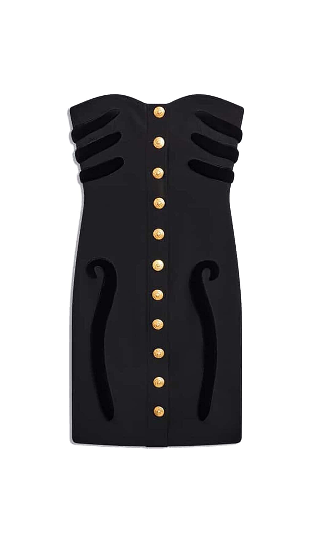 Sculpture Button Mini Dress In Black