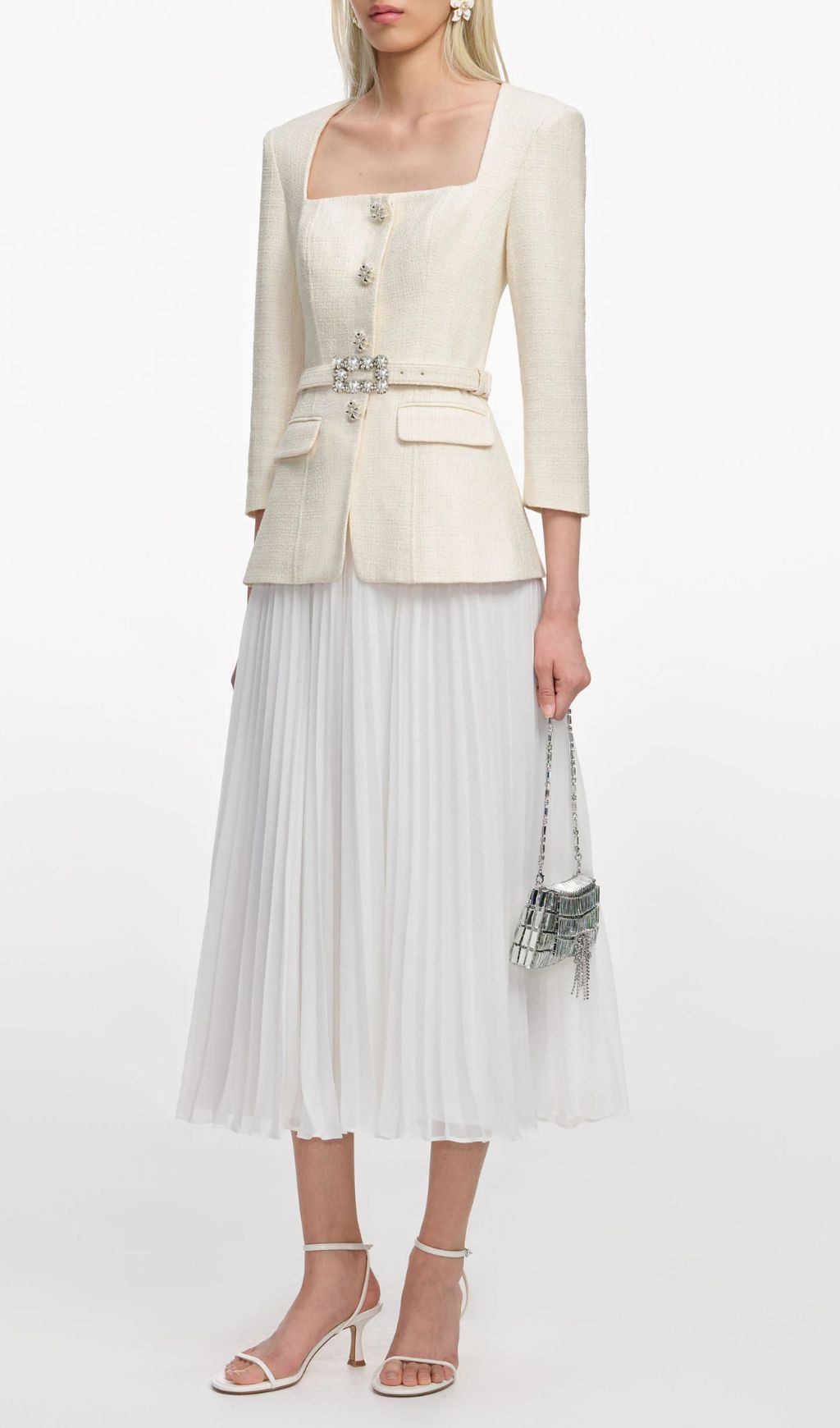 Ilayda Elegant Pleated Midi Dress | Long Sleeve Sophistication & Chic Style