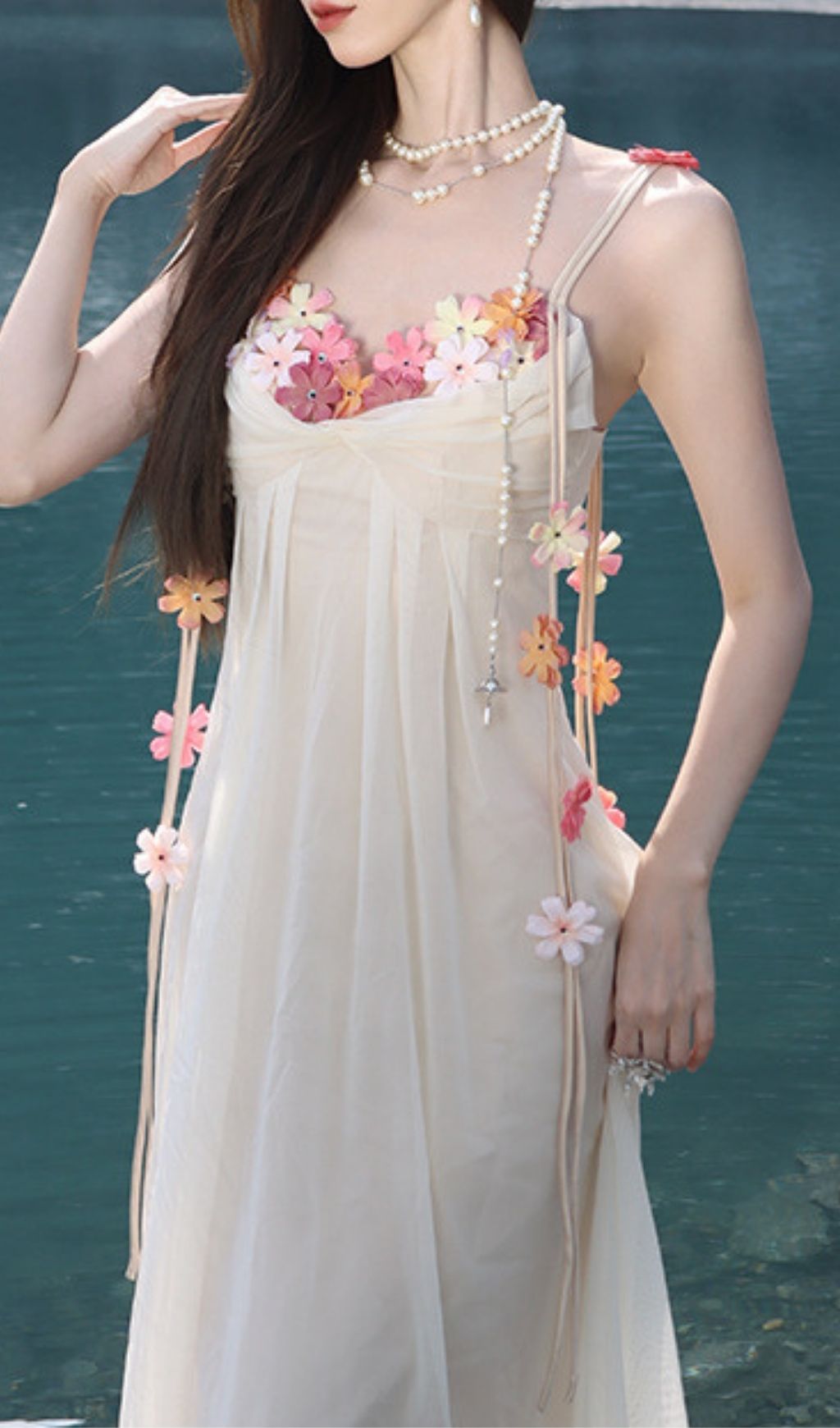 Farah Dreamy Ivory Floral Chiffon Maxi Dress - Romantic Open Back Gown