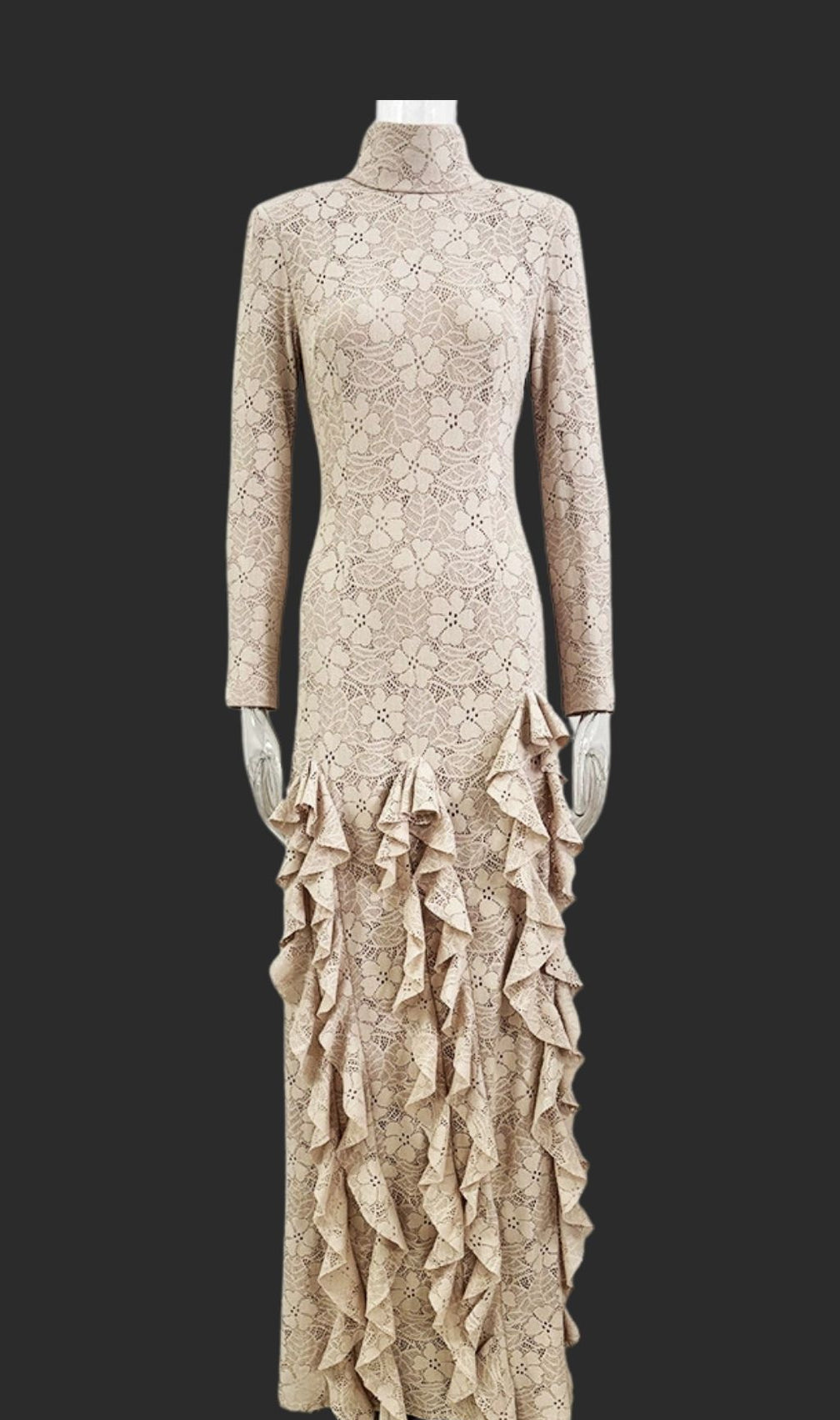 Kyla Flower Ruffle Long Sleeve Maxi Dress