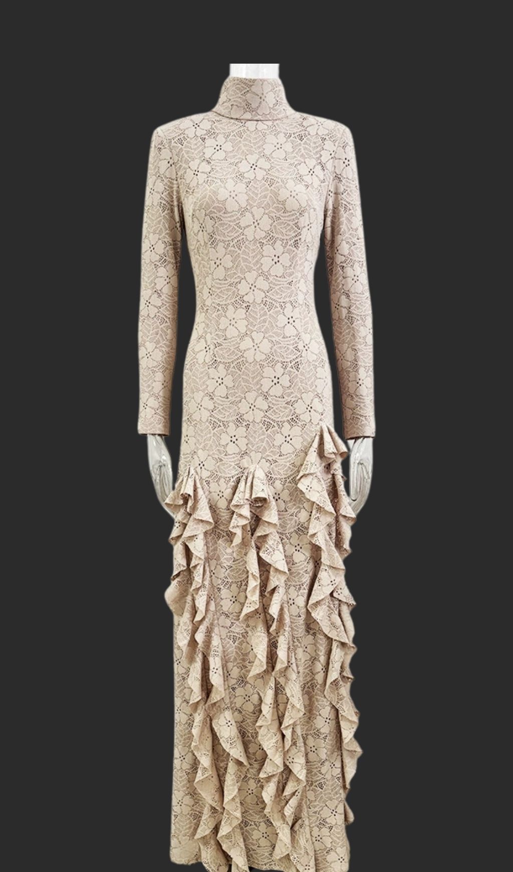 Kyla Flower Ruffle Long Sleeve Maxi Dress