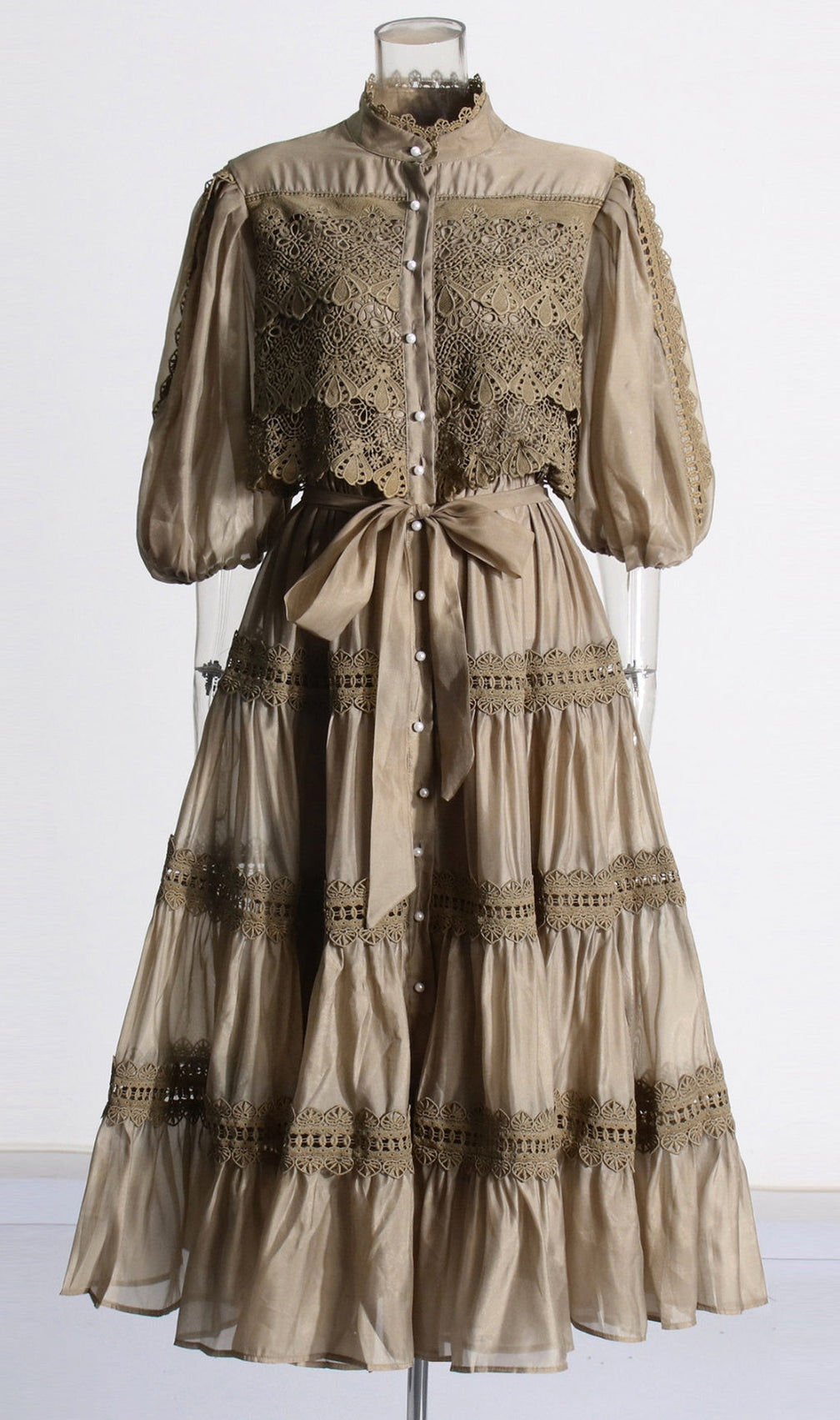 Astrea Puff Sleeve Embroidery Maxi Dress