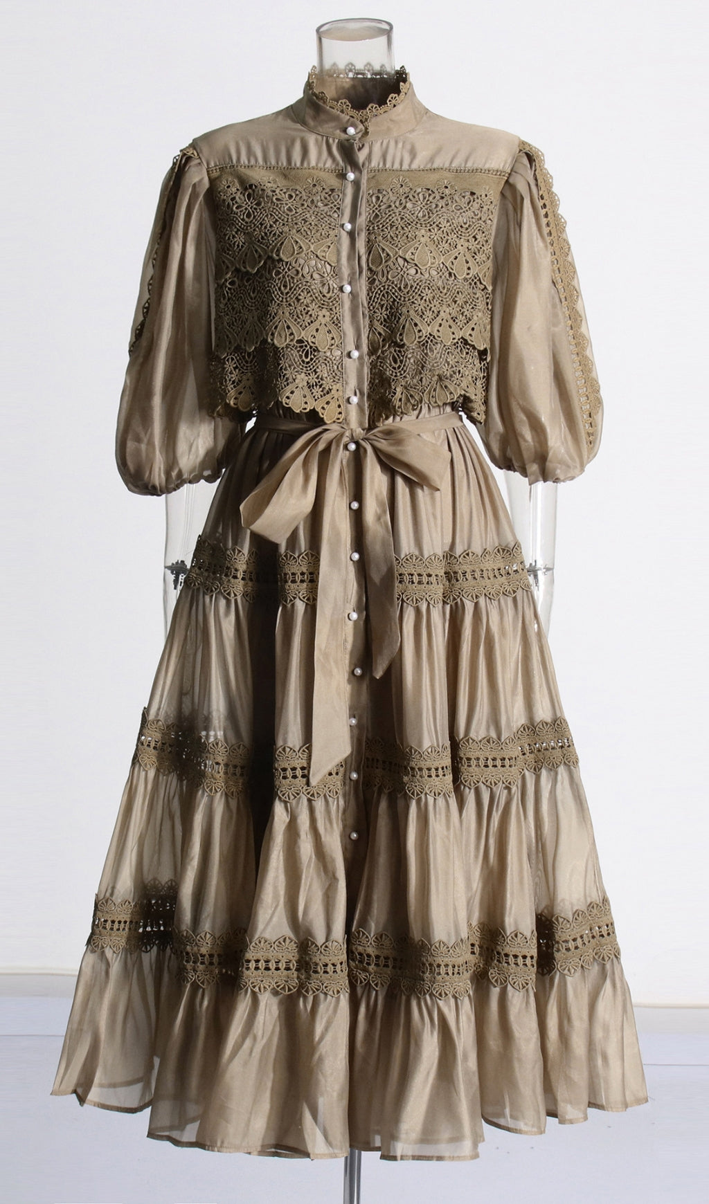 Astrea Puff Sleeve Embroidery Maxi Dress