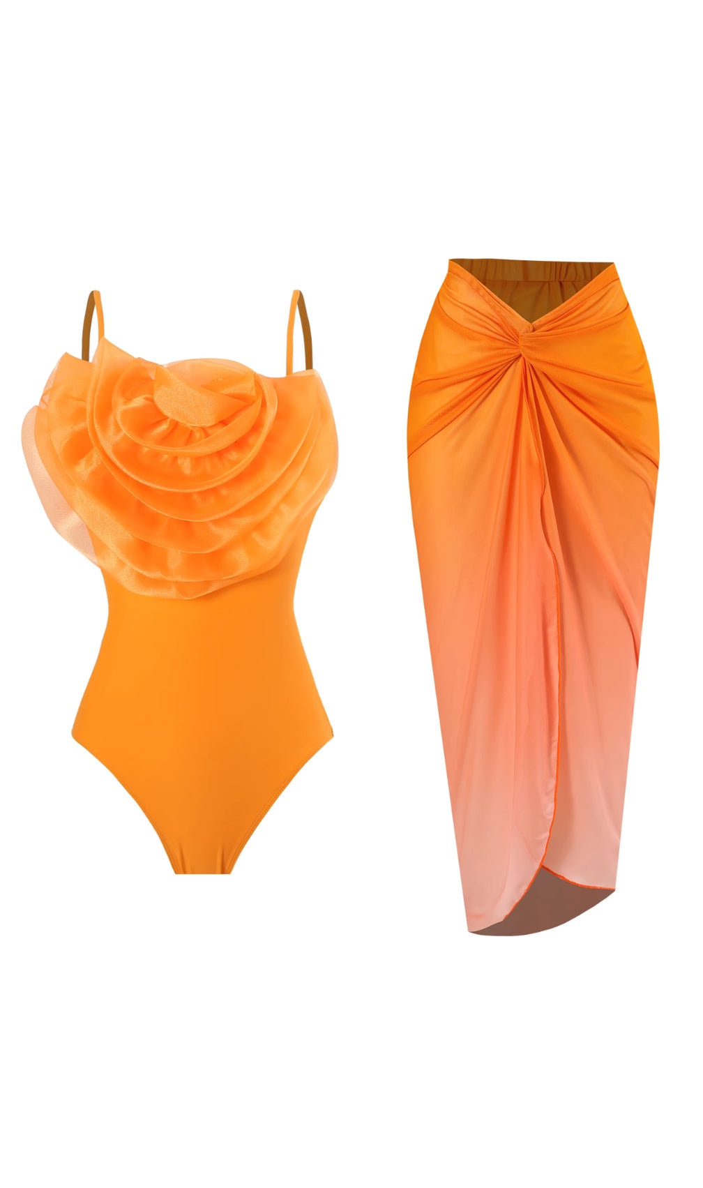 Danae Orange Flower Two-Piece Swimsuit