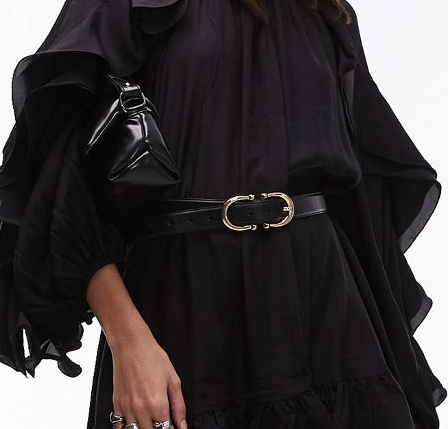 alani ruffled embellished mini dress in black