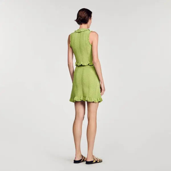 Lina Sleeveless Textured Knit Top in Olive Green
