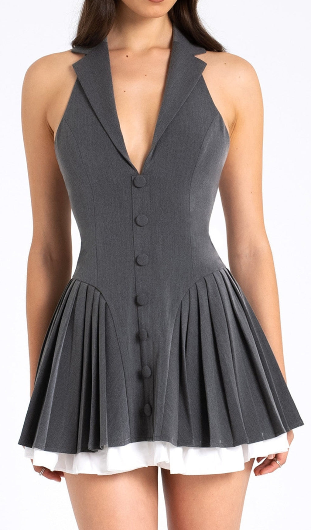 Dhriti Grey Halter Mini Dress