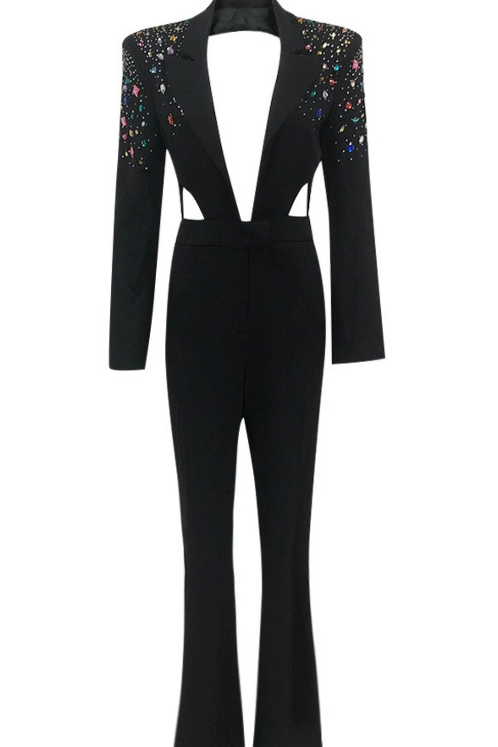 DIAMOND BLAZER JUMPSUIT IN BLACK