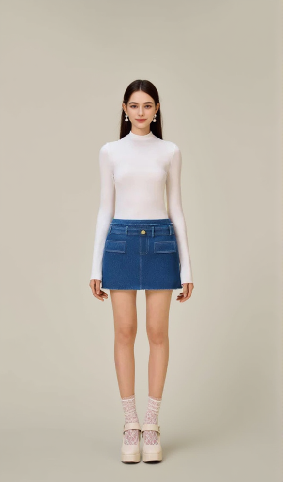Cathy Tweed Mini Skirt in blue