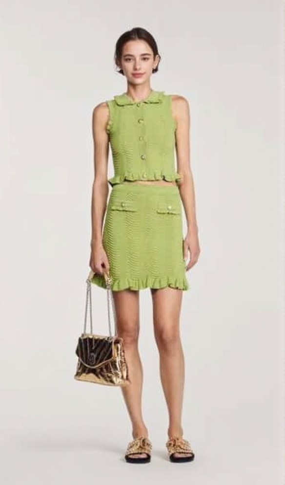 Lina Sleeveless Textured Knit Top in Olive Green