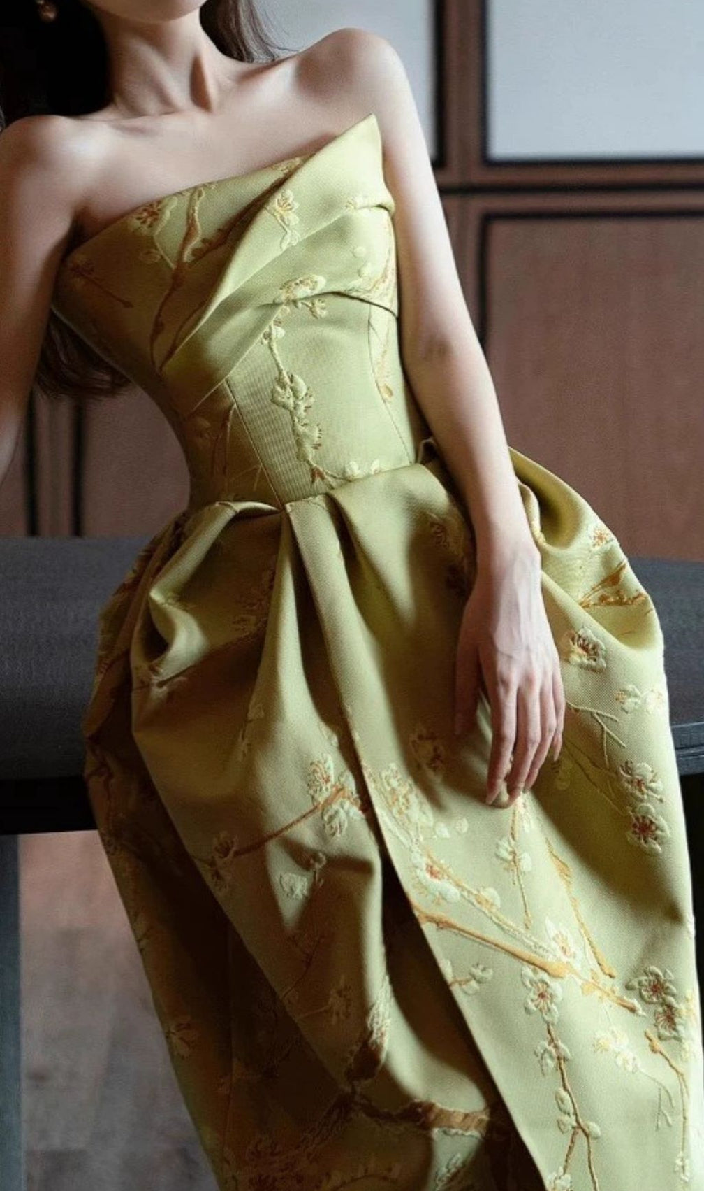 Fang Strapless Flower Maxi Dress