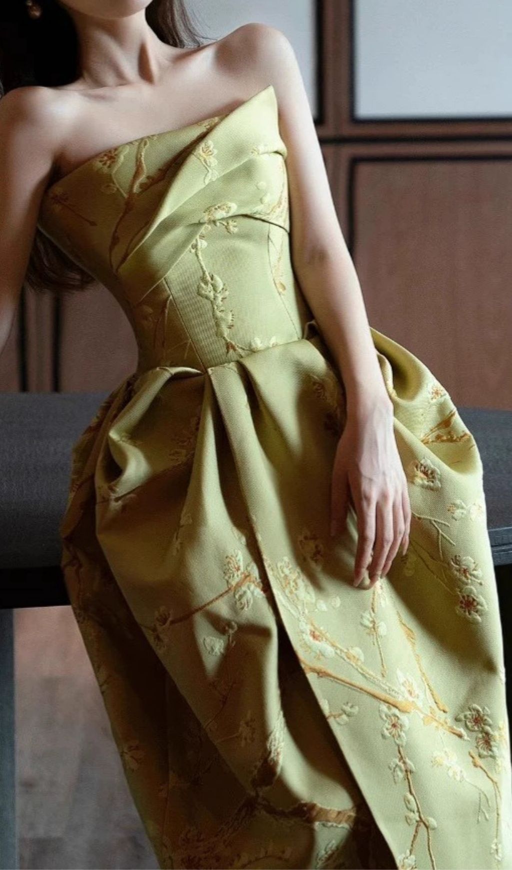 Fang Strapless Flower Maxi Dress