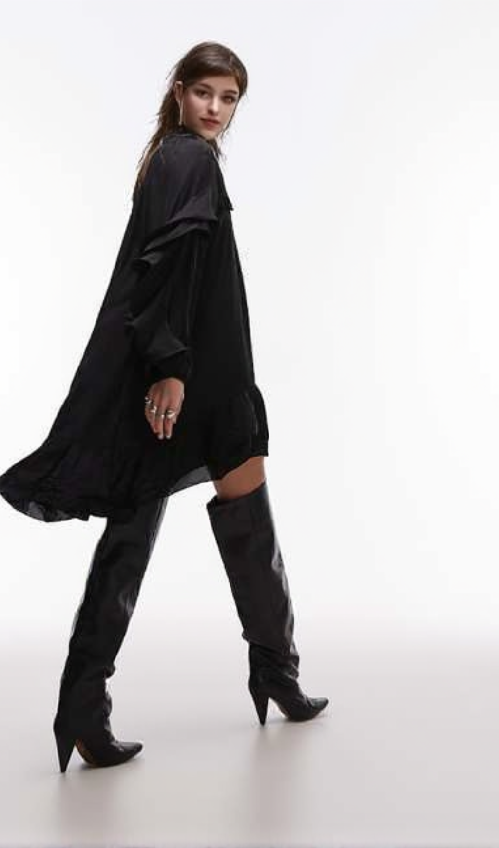alani ruffled embellished mini dress in black