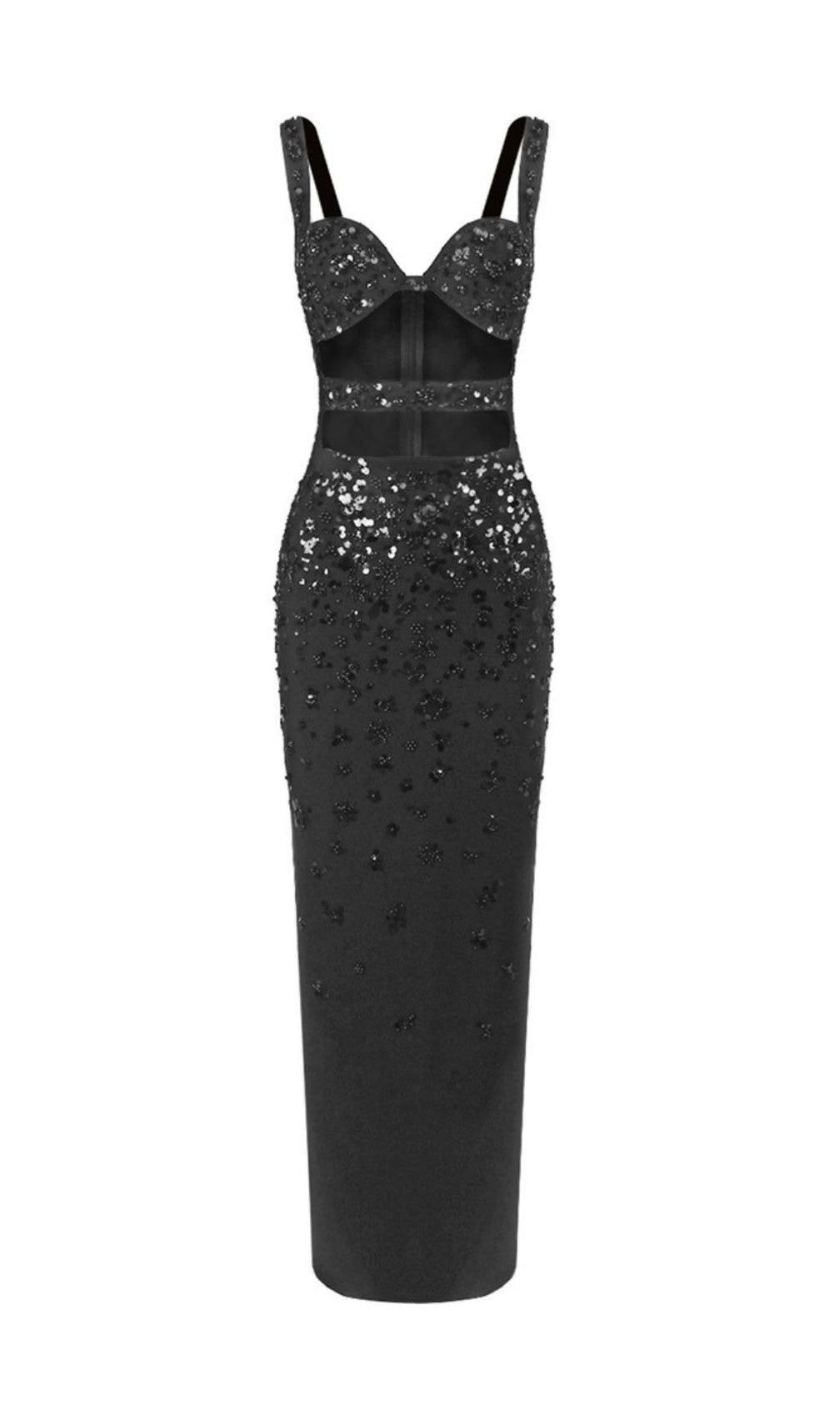Glamorous Sequin Cutout Bandage Maxi Dress - Dazzling Evening Gown