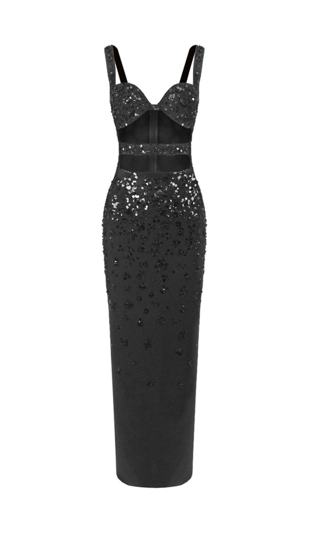 Glamorous Sequin Cutout Bandage Maxi Dress - Dazzling Evening Gown