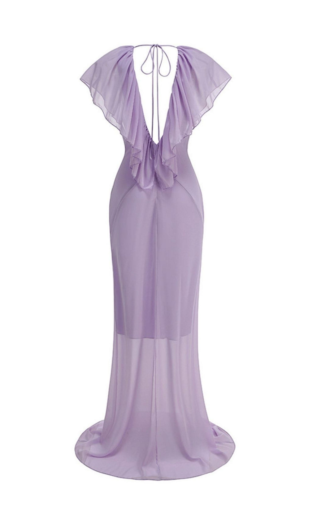 Simona Deep V-Neck Backless Maxi Dress in Purple
