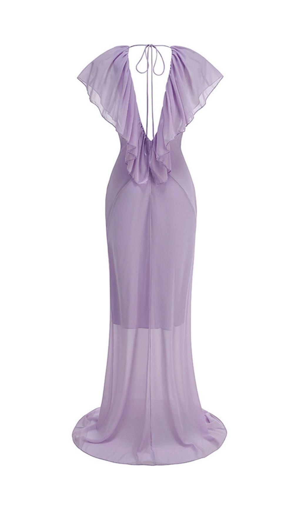 Simona Deep V-Neck Backless Maxi Dress in Purple
