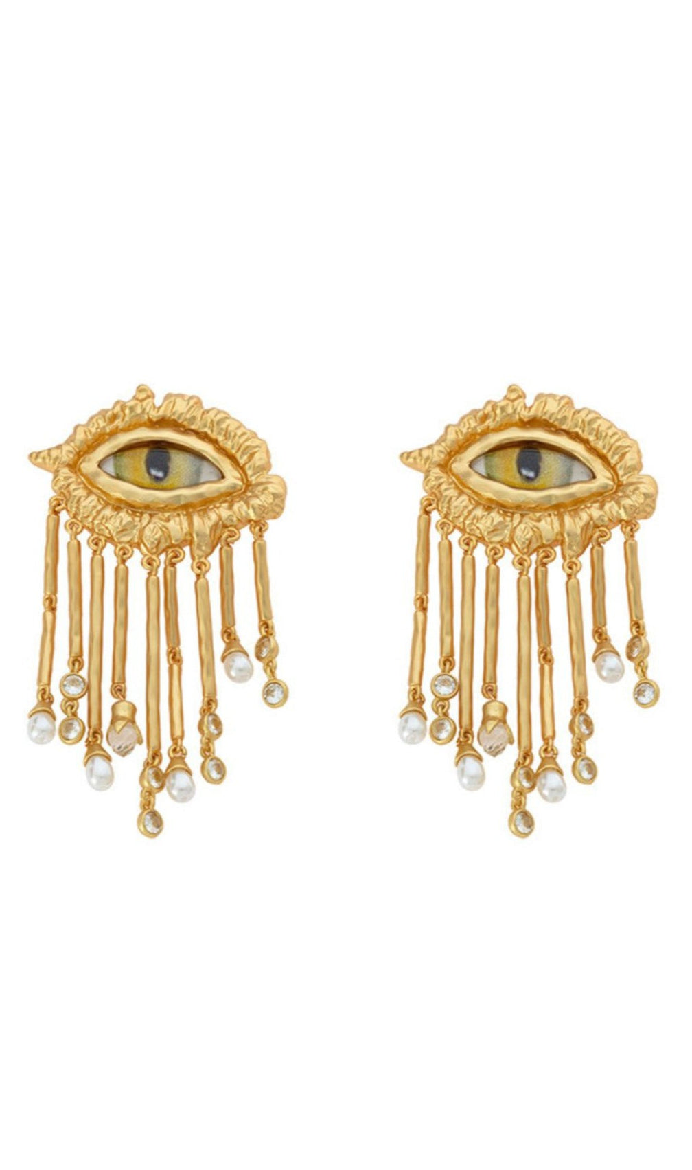 Pearl Embellished Eye Earrings
