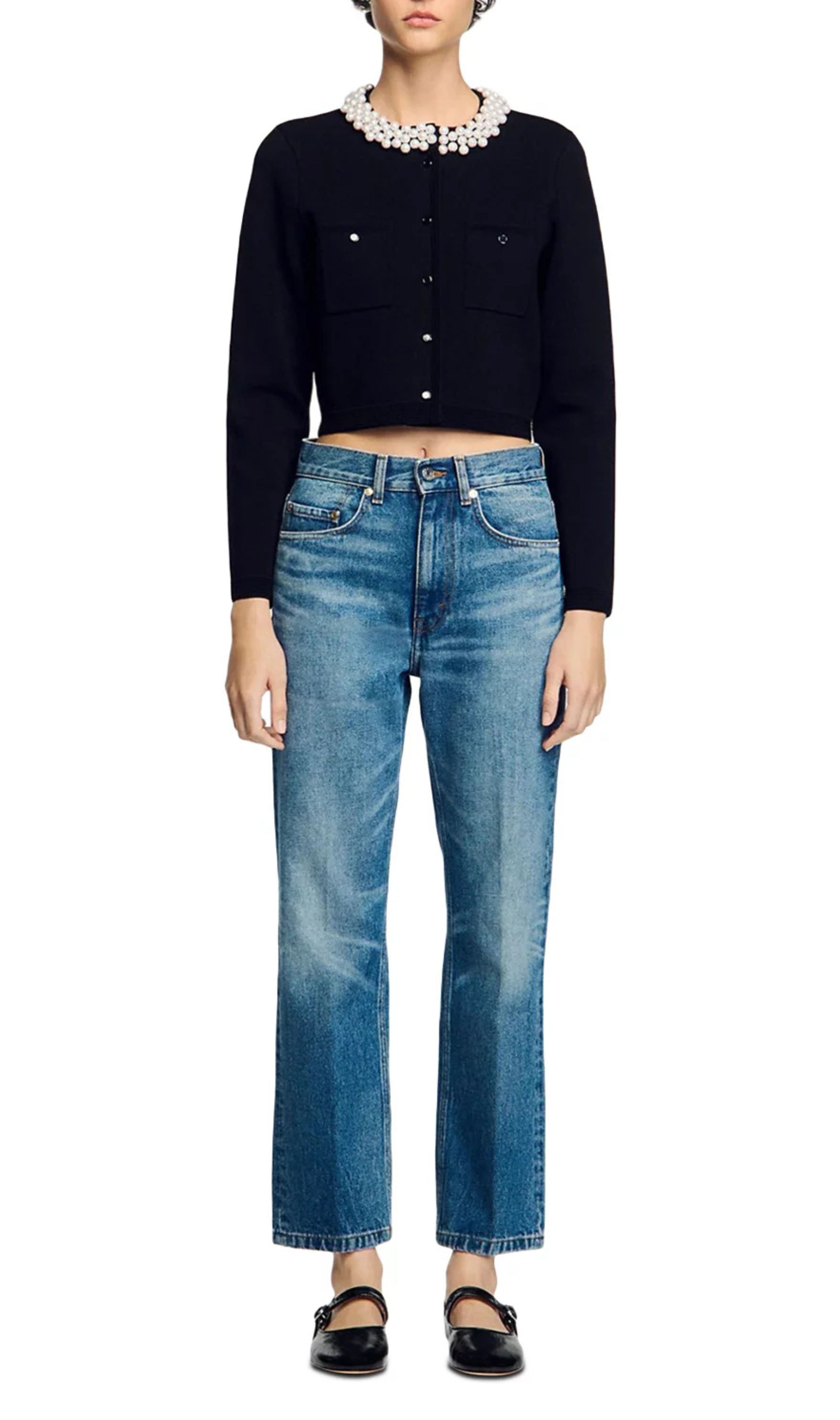 Beaded Collar Cardigan