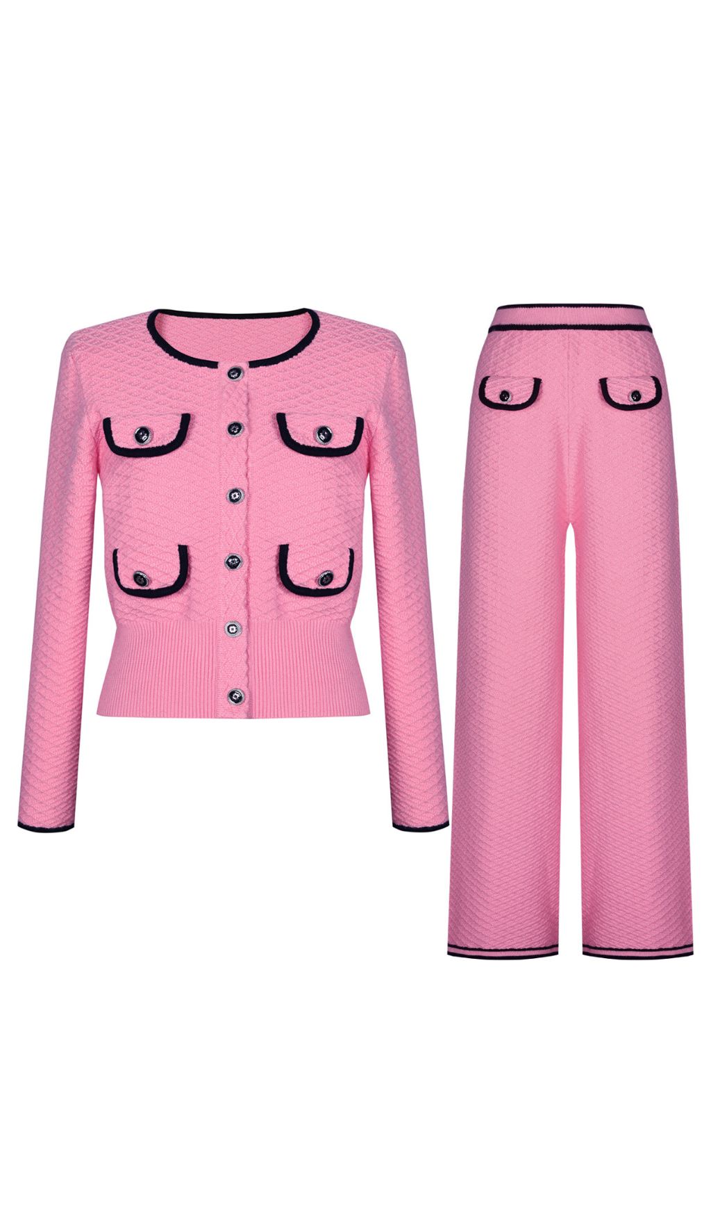 Fedora Pink Knit Cardigan & Pants Set